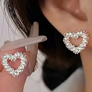 Silver Heart Shaped Stud Earrings.  NWT